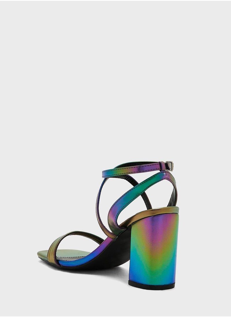 Ginger - Ankle Strap Metallic Block Heel Sandals - Image 1