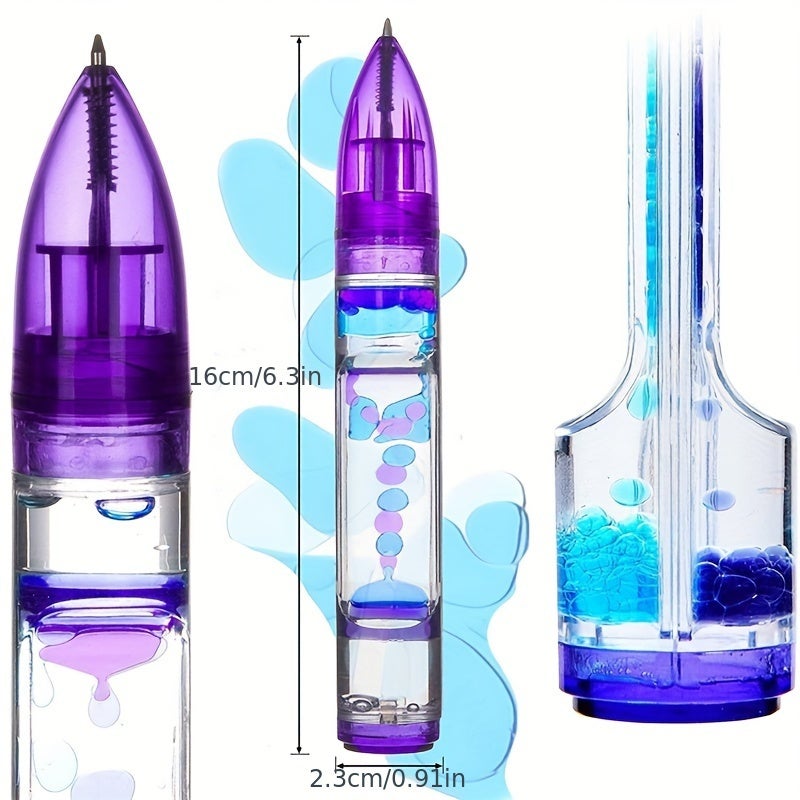 Creative Colorful Oil Drop Pen – Stress Relief Liquid Hourglass Desk Toy for Students - Image 5