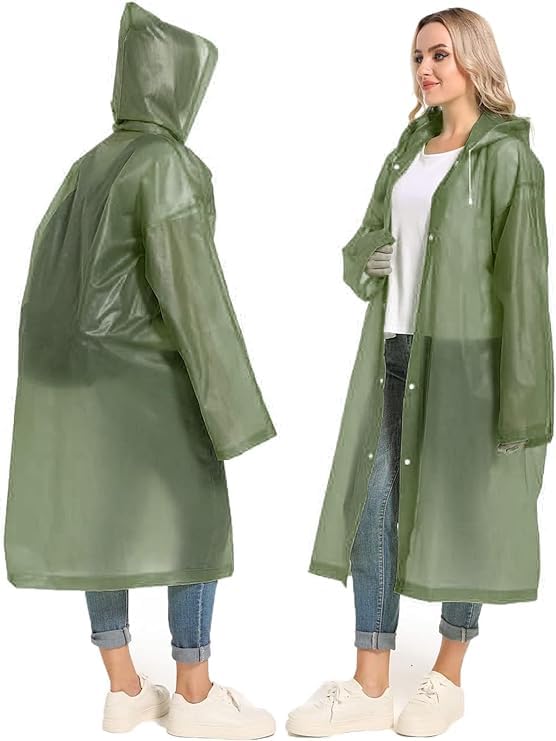 CAPICHINO Waterproof Rain Coat Hooded Universal Outdoor Water Resistant Rainwear Suit for Men Women Boys & Girls (Universal, Dark Green) - Image 3