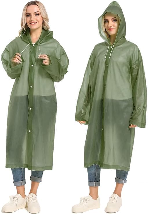 CAPICHINO Waterproof Rain Coat Hooded Universal Outdoor Water Resistant Rainwear Suit for Men Women Boys & Girls (Universal, Dark Green) - Image 5
