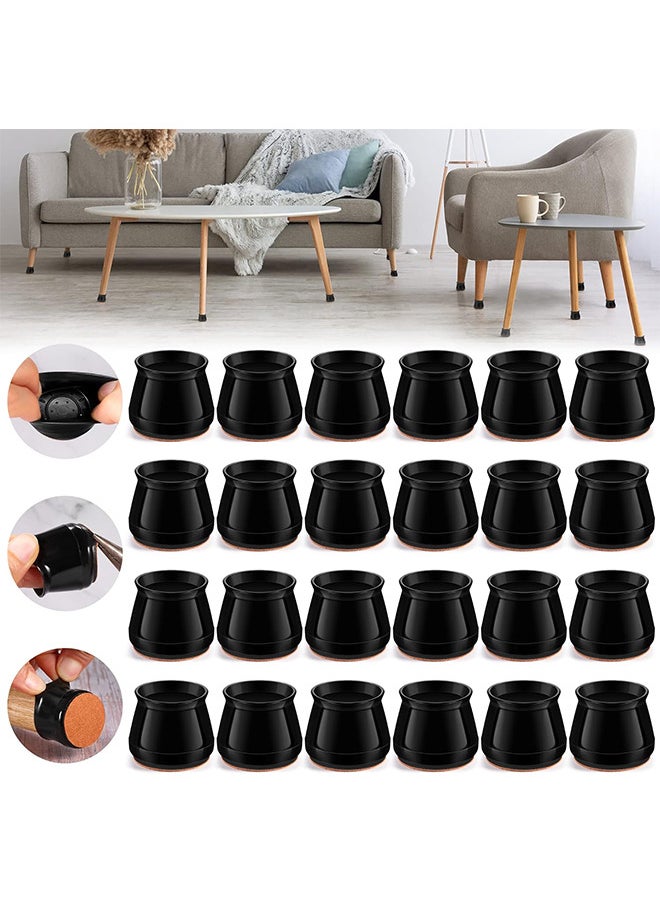 Depend 24PCS Upgraded Silicone Chair Leg Floor Protectors For Hardwood Floors, Furniture Sliders For Chair Legs, Felt Bottom Furniture Pads, Anti-Slip Round And Square Cap Covers To Scratch And Reduce Noise  - Image 1