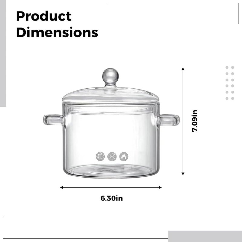 Stew Pot, Glass Design With Double Handles & Lid, Multifunctional For Heating Wine, Brewing Tea, Making Coffee & Milk, Safe For Open Fire & Microwave - Image 2