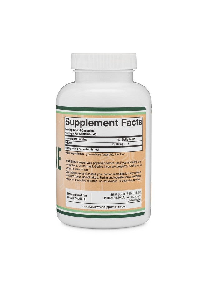 Double Wood Supplements كبسولات إل سيرين (تم اختبارها من طرف ثالث) 2000 ملغ حصص مستخدمة في دراسة سريرية 180 عدد 500 ملغ لكل كبسولة (حمض أميني إل سيرين لإنتاج السيروتونين ودعم الدماغ) من دابل وود - Image 3