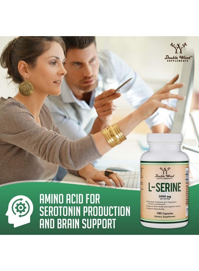 Double Wood Supplements كبسولات إل سيرين (تم اختبارها من طرف ثالث) 2000 ملغ حصص مستخدمة في دراسة سريرية 180 عدد 500 ملغ لكل كبسولة (حمض أميني إل سيرين لإنتاج السيروتونين ودعم الدماغ) من دابل وود - Image 5