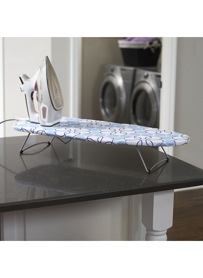 Household Essentials Household Essentials 122101 Small Tabletop Ironing Board with Folding Legs - Magic Rings Cover and Pad,Blue Rings  - Image 3