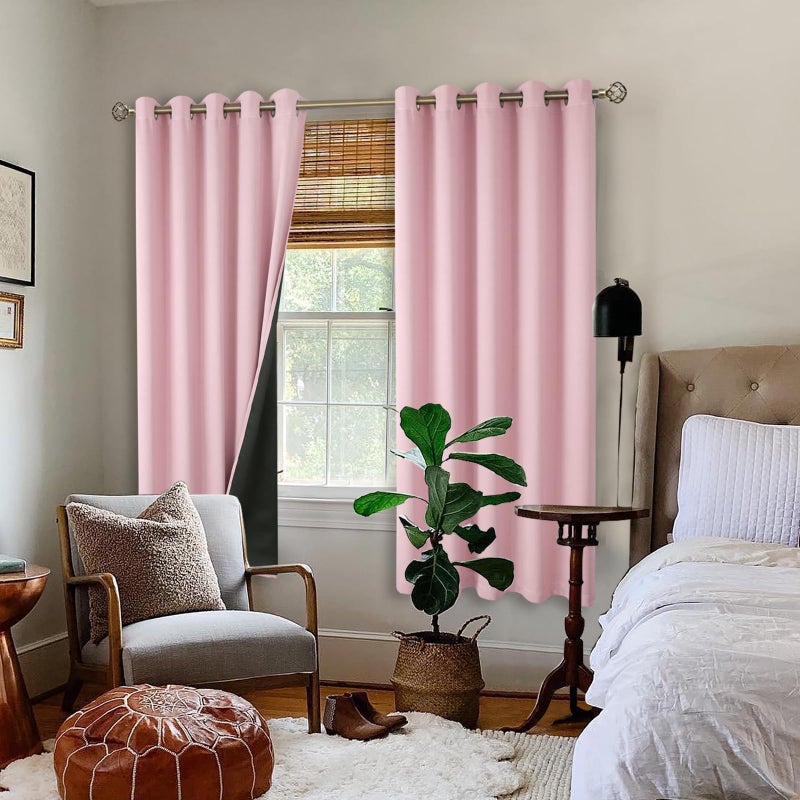 BGment بئسة الطفل الوردي بنسبة 100 ٪ انقطاع الستائر لغرفة نوم الحضانة 63 بوصة الطول 2 لوحات حرارية معزولة الضوء الكامل منع الحجب جروميت ضوضاء الستائر نافذة للفتيات 60 بوصة لكل منهما - Image 2