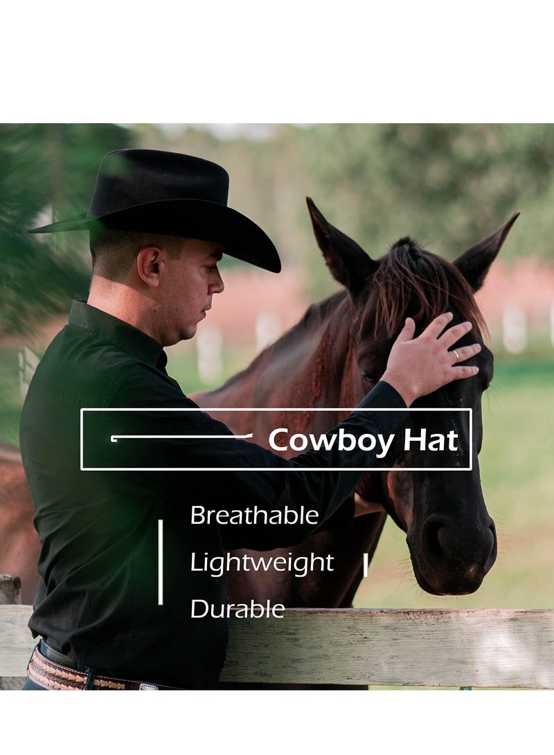 SYOSI Classic Cowboy Hat Men Western Cowgirl Felt Wide Brim Women Fedora Hats, Shapeable Handcrafts Leather Beach Sun - Image 4