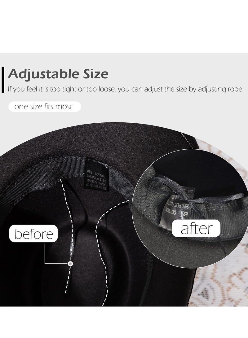 SYOSI Classic Cowboy Hat Men Western Cowgirl Felt Wide Brim Women Fedora Hats, Shapeable Handcrafts Leather Beach Sun - Image 5