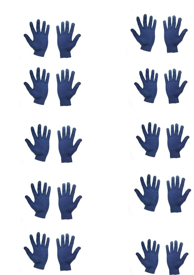 BLACK ROCK Cotton Cotton Knitted Unisex Hand Gloves Blue100 Cotton Knitted Gloves Pack Of 10 Pair - Image 2