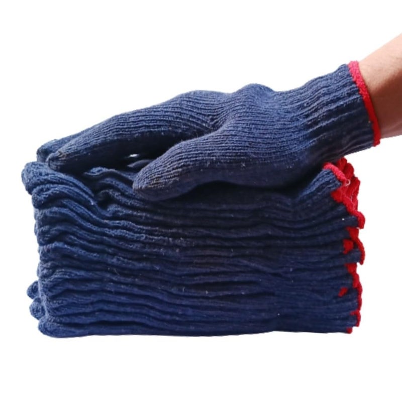 BLACK ROCK Cotton Cotton Knitted Unisex Hand Gloves Blue100 Cotton Knitted Gloves Pack Of 10 Pair - Image 1