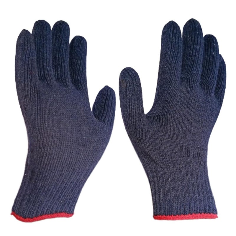 BLACK ROCK Cotton Cotton Knitted Unisex Hand Gloves Blue100 Cotton Knitted Gloves Pack Of 10 Pair - Image 3