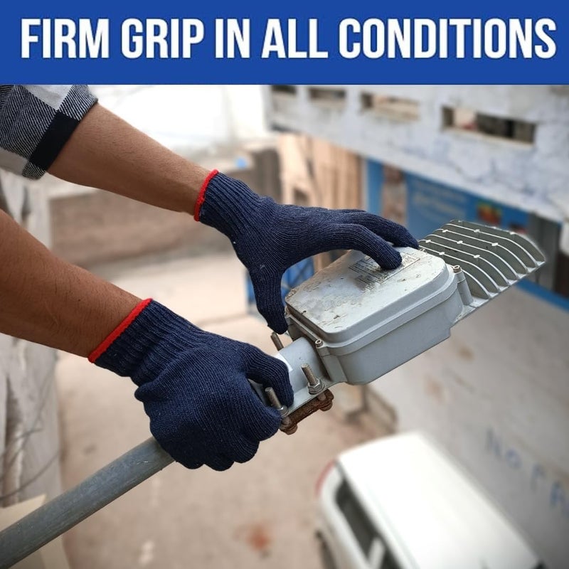 BLACK ROCK Cotton Cotton Knitted Unisex Hand Gloves Blue100 Cotton Knitted Gloves Pack Of 10 Pair - Image 5