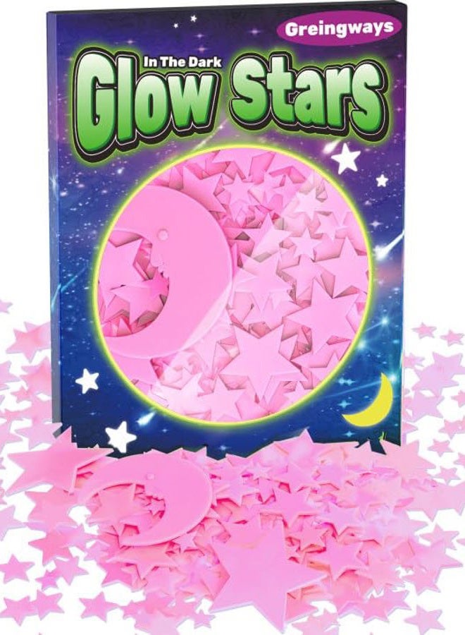 Greingways Glow in The Dark Stars Stickers Pinked, Stocking Stuffers for Kids, 201 Pcs Glow Stars for Ceiling Bedroom Kids Room Decor, Christmas Gift Stocking Stuffers for Boys Girls Toddlers - Image 1