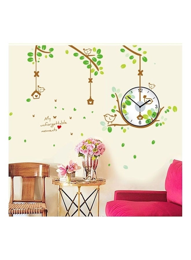NIBEMINENT Tree Shade Pattern DIY Removable Wall Sticker Clock Multicolour - Image 2
