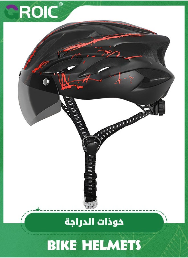 GROIC Bike Helmet with Detachable Magnetic Goggles Removable Sun Visor, Mountain & Road Bicycle Helmets for Adult Cycling Helmets, Sports Lightweight Bicycle Helmet Road Recreational Cycling Helmet  - Image 1