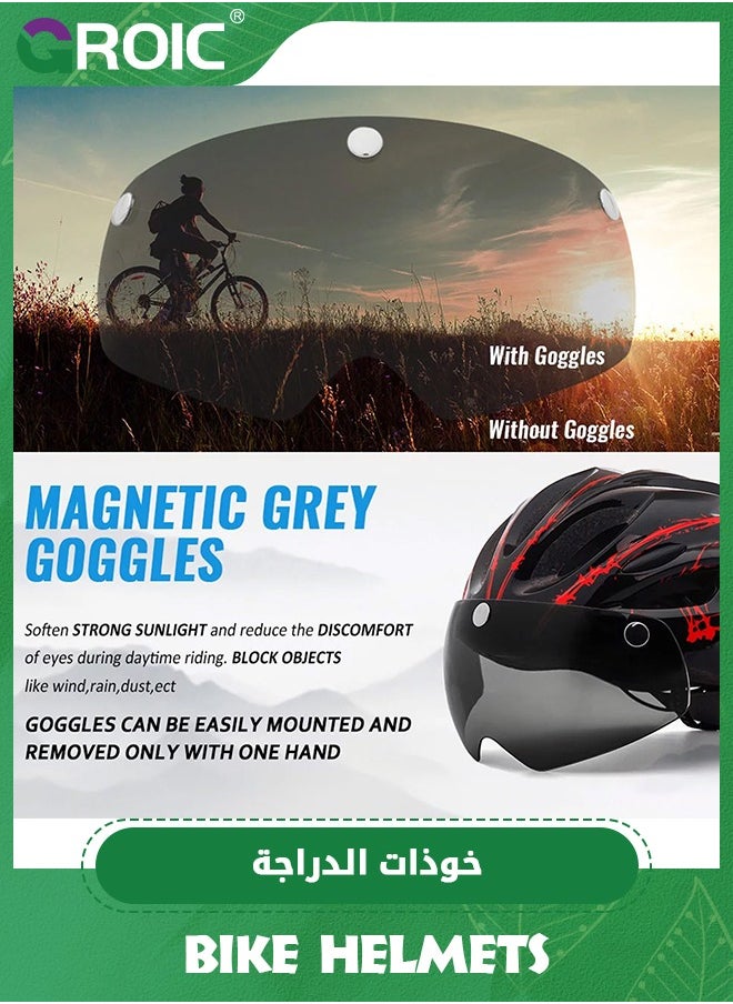 GROIC Bike Helmet with Detachable Magnetic Goggles Removable Sun Visor, Mountain & Road Bicycle Helmets for Adult Cycling Helmets, Sports Lightweight Bicycle Helmet Road Recreational Cycling Helmet  - Image 2