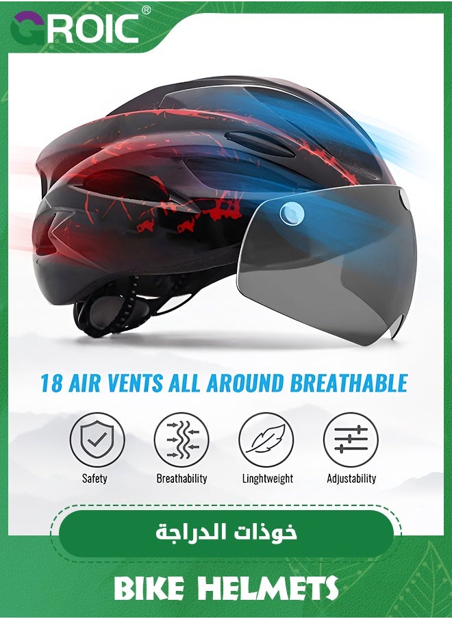GROIC Bike Helmet with Detachable Magnetic Goggles Removable Sun Visor, Mountain & Road Bicycle Helmets for Adult Cycling Helmets, Sports Lightweight Bicycle Helmet Road Recreational Cycling Helmet  - Image 3
