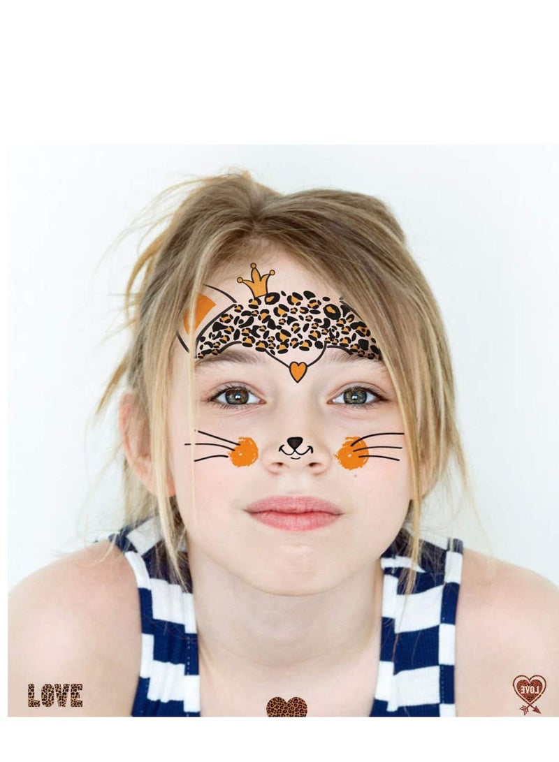 Animal Temporary Face Paint Tattoos, Water Transfer erfly Panda Deer Giraffe Fairy Floral Festival Body, 10 Sheets Waterproof Party Supplies Favors Makeup Skin Decor for Girl Boy - Image 3