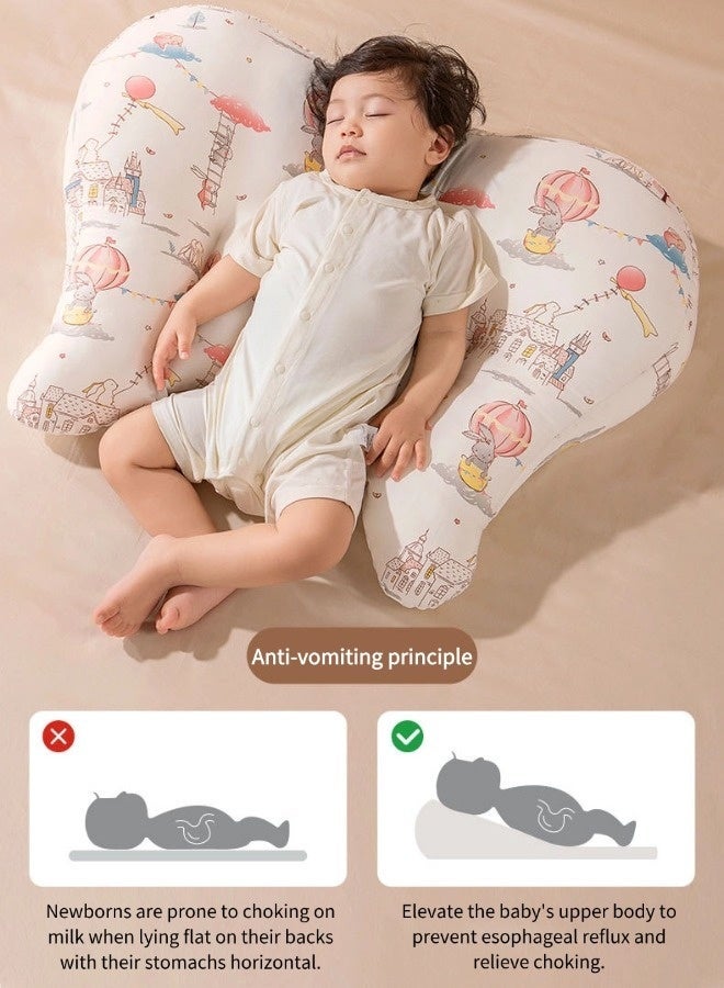 Vixplorn Baby head-lifting/lying pillow, nursing pillow, multi-functional plus-size nursing pillow, infant bedding, removable cotton pillowcase, comfortable and lightweight, providing more support for mothers and babies. - Image 1