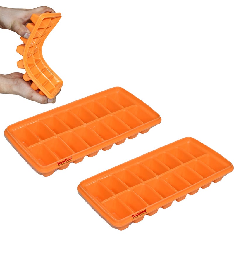 Homfine Set of 2Pcs Ice Tray 16 Cubes Moulds Each with Super Flexi Body Food Grade Material Easy to Squeeze for Daily Needs (2Pcs, Colour May Vary) Combo Set o - Image 1