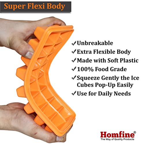 Homfine Set of 2Pcs Ice Tray 16 Cubes Moulds Each with Super Flexi Body Food Grade Material Easy to Squeeze for Daily Needs (2Pcs, Colour May Vary) Combo Set o - Image 2
