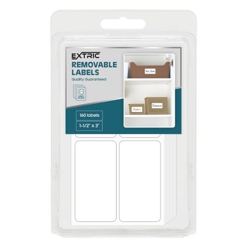 EXTRIC White Food Labels - 160 Removable Labels, 1.5 x 3-Inch - Image 1