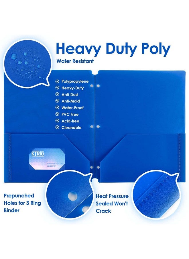 KTRIO Folders With Pockets 3 Hole Punched 6 Pack Plastic Pocket Folders For 3 Ring Binder 3 Hole Pocket Folders Letter Size Plastic Folders Colored Poly Folders For School Students Teachers  - Image 2