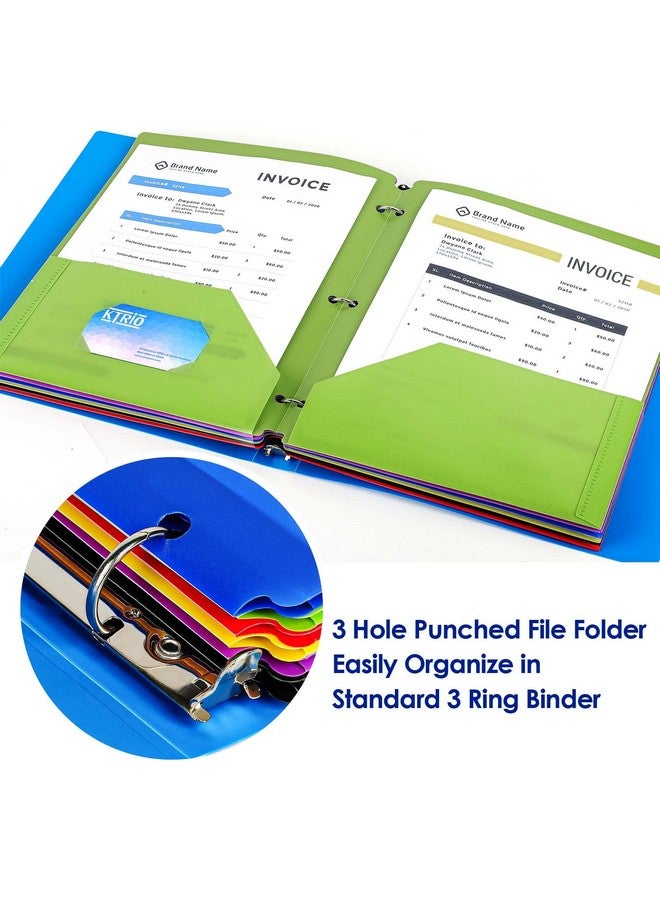 KTRIO Folders With Pockets 3 Hole Punched 6 Pack Plastic Pocket Folders For 3 Ring Binder 3 Hole Pocket Folders Letter Size Plastic Folders Colored Poly Folders For School Students Teachers  - Image 4