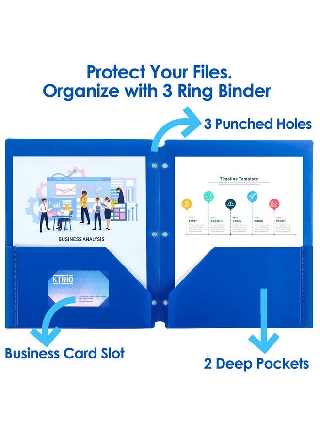 KTRIO Folders With Pockets 3 Hole Punched 6 Pack Plastic Pocket Folders For 3 Ring Binder 3 Hole Pocket Folders Letter Size Plastic Folders Colored Poly Folders For School Students Teachers  - Image 5