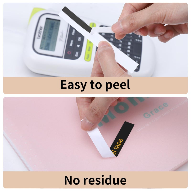 GreaTeam استبدال شريط ملصقات P-Touch الأسود المتوافق مع شريط ملصقات Brother الذهبي على شريط أسود 12 مم 0.47 بوصة TZe-334 لآلة ملصقات Brother PT-D220 PT-H110 PT-D210 PT-D400 PT-P710BT PT-D200، عبوة 5 قطع - Image 3