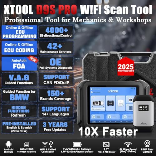 XTOOL D9S PRO ECU Programming and Coding Automotive Scan Tool: 2025 with FCA AutoAuth, Topology Map OBD2 Scanner Diagnostic Tool, Bidirectional/42+ Services, DoIP/CAN FD, 3-Year Update - Image 2