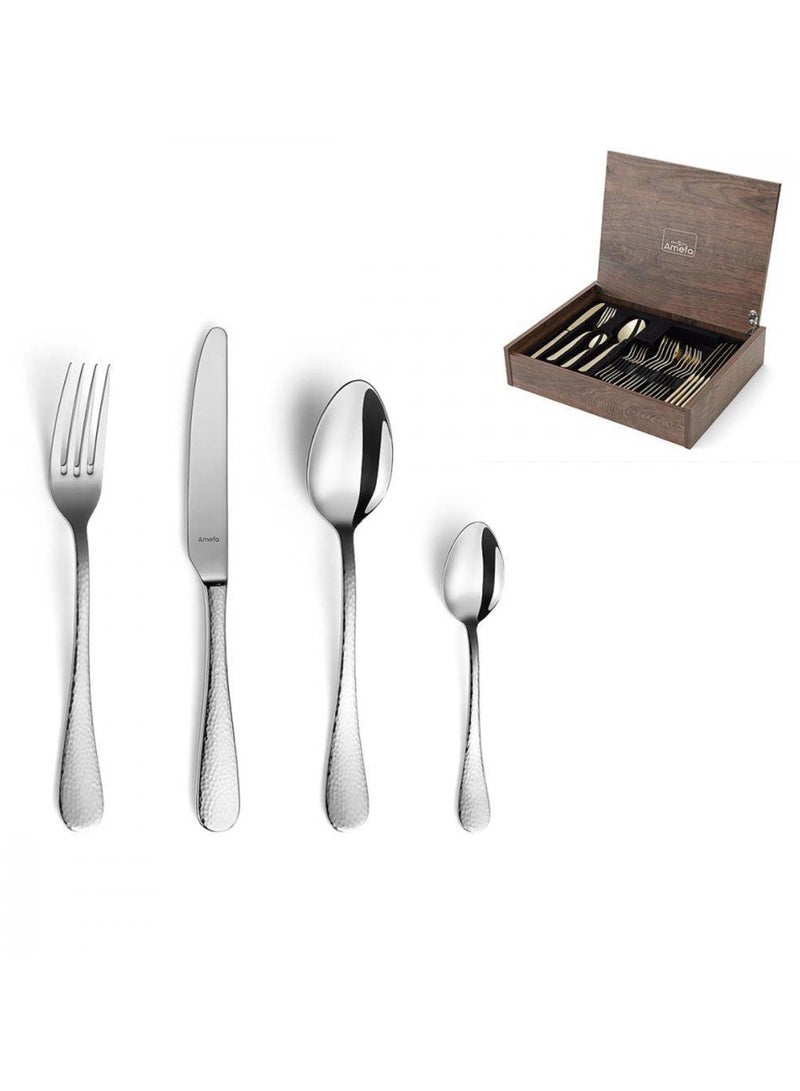 Amefa Sierra 8051 - mirror 18-10 (hammered) - 24Pcs Set in W/Canteen - Image 1