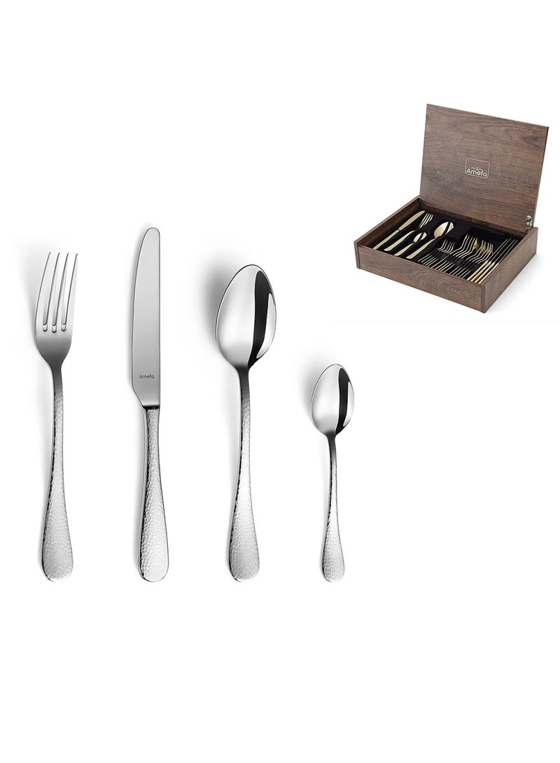 Amefa Sierra 8051 - mirror 18-10 (hammered) - 24Pcs Set in W/Canteen - Image 3