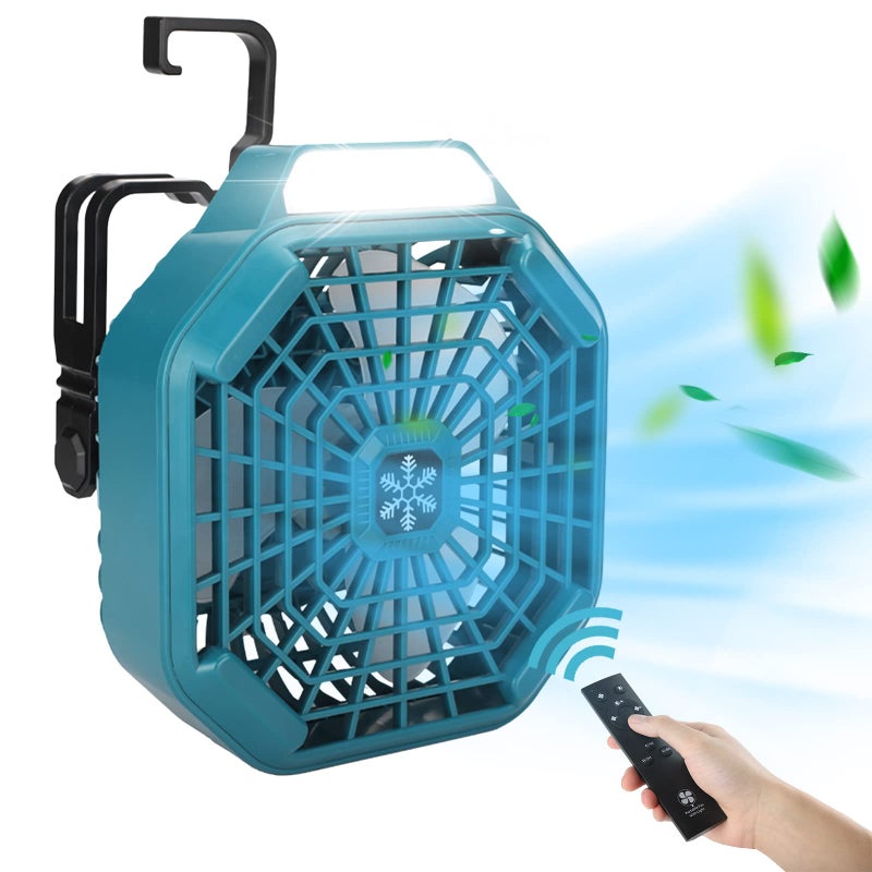 Taingwei Cordless Fan with Remote for Makita 18v BatteryCamping Fan with 3 Energy Efficient Speed Settings and Dimmable Led Light TOOL ONLY