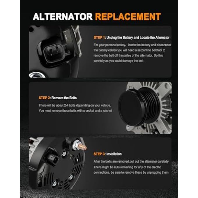 ASAPE 11792 High Output Replacement New Alternator Fit for 2014-2020 for Ram ProMaster 1500 3.6L 2014-2020 for Ram ProMaster 2500 3.6L 2014-2020 for Ram ProMaster 3500 3.6L - Image 5