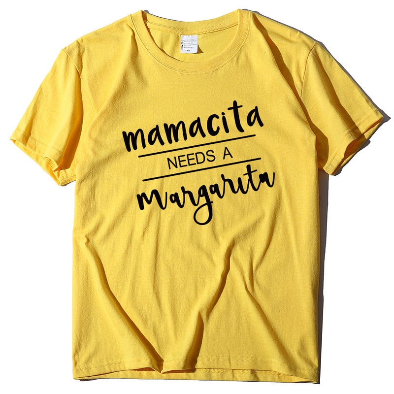 Factory wholesale Mamacita needs a margaic short sleeve T-shirt women loose polyester cotton T - Image 1