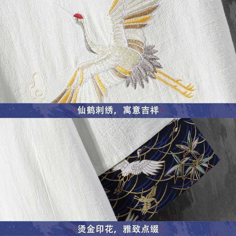 Embroidered Linen Short-sleeved T-shirt Men's Summer Thin Loose Trendy Brand plus size Tang Coat Chinese Style Cotton and Linen Buckle T-shirt - Image 5
