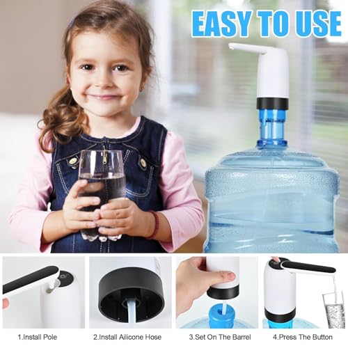 UrbanBite Water Dispenser Pump for 20 Litre Bottle Automatic Wireless Water Can Dispenser with High Efficiency & Low Noise One Touch Control for Home & Office - Black - Image 4