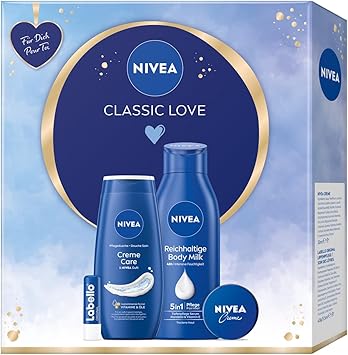Nivea مجموعة هدايا نيفيا كلاسيك لوف مجموعة العناية بمنتجات الترطيب صندوق هدايا مع مغذي الاستحمام لابيلو حليب الجسم وكريم نيفيا - Image 5