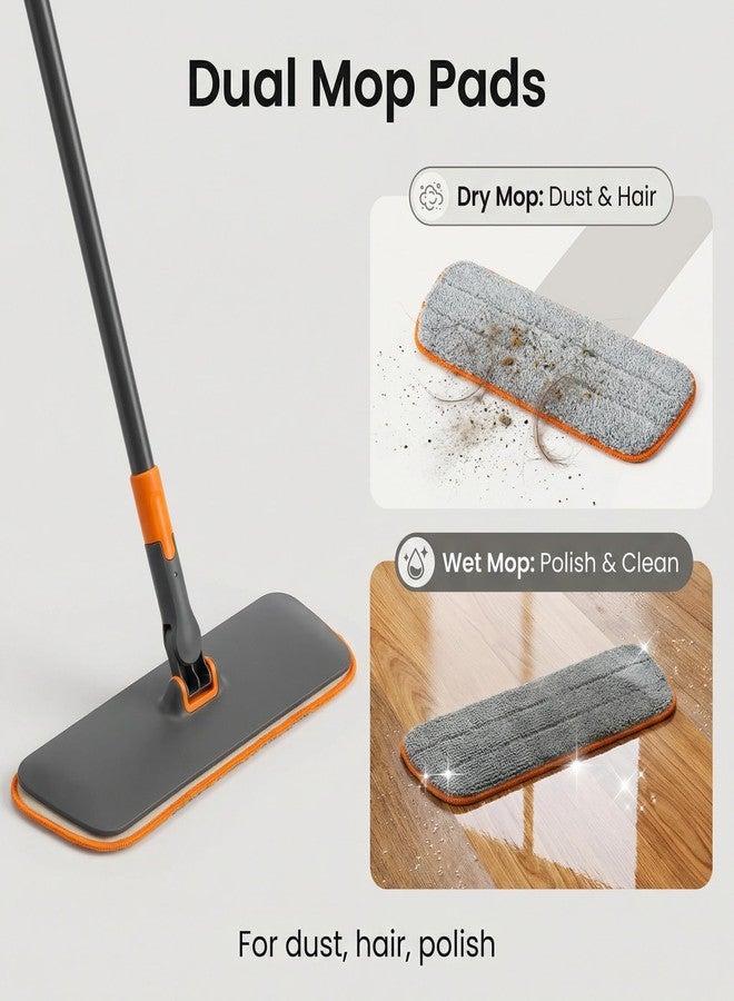 CLEANHOME 2-in-1 Wet Dry Flat Microfiber Mop for Hardwood Floors-Reusable Washable Pads, Telescoping Long Handle Floor Cleaner for Tile Laminate, Pet Hair Removal, Car Detailing & Window Cleaning - Image 3