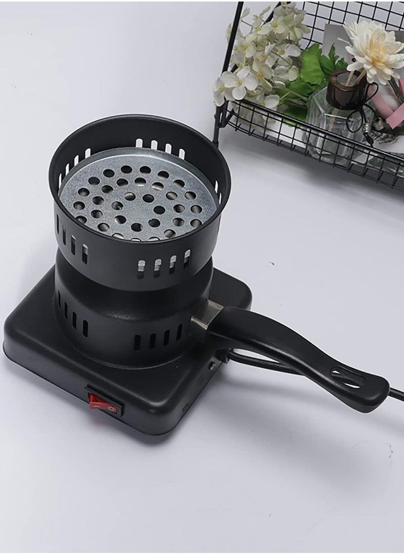 Electric Charcoal Burner with Safety Handle and Ventilation Slots – Portable, Efficient Charcoal Heater for Home, Outdoor BBQ, Hookah, and Camping – Quick Heat-Up, Durable Design with Heat-Resistant Handle for Safe Use and Easy Carrying