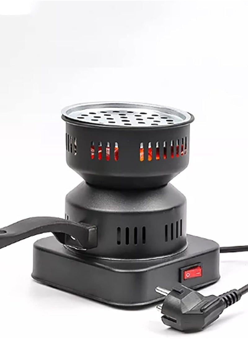 Electric Charcoal Burner with Safety Handle and Ventilation Slots – Portable, Efficient Charcoal Heater for Home, Outdoor BBQ, Hookah, and Camping – Quick Heat-Up, Durable Design with Heat-Resistant Handle for Safe Use and Easy Carrying