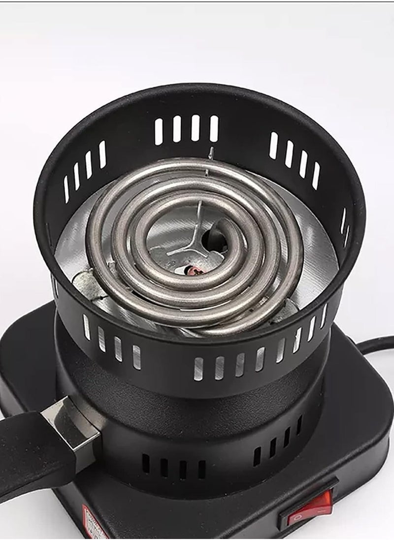 Electric Charcoal Burner with Safety Handle and Ventilation Slots – Portable, Efficient Charcoal Heater for Home, Outdoor BBQ, Hookah, and Camping – Quick Heat-Up, Durable Design with Heat-Resistant Handle for Safe Use and Easy Carrying