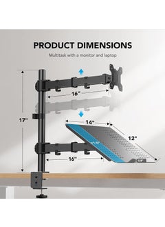 Generic Laptop Monitor Mount, Single Monitor Desk Mount Holds 13-32 inch Computer Screen, Laptop Notebook Desk Mount Stand Fits Up to 17 inch, Fully Adjustable Weight Up to 10 Kg  - Image 4
