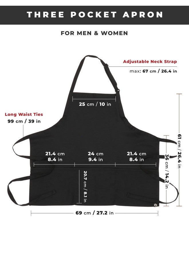 Chef Works Unisex Three Pocket Apron, Black, One Size (2 Pack) - Image 2
