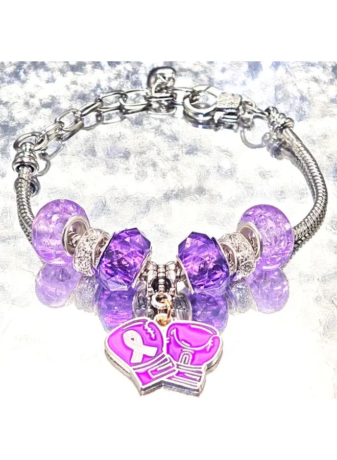 Purple Flying Ribbon Bracelet Courage Encouragement Charity Gift Women Strength Awareness - Image 2