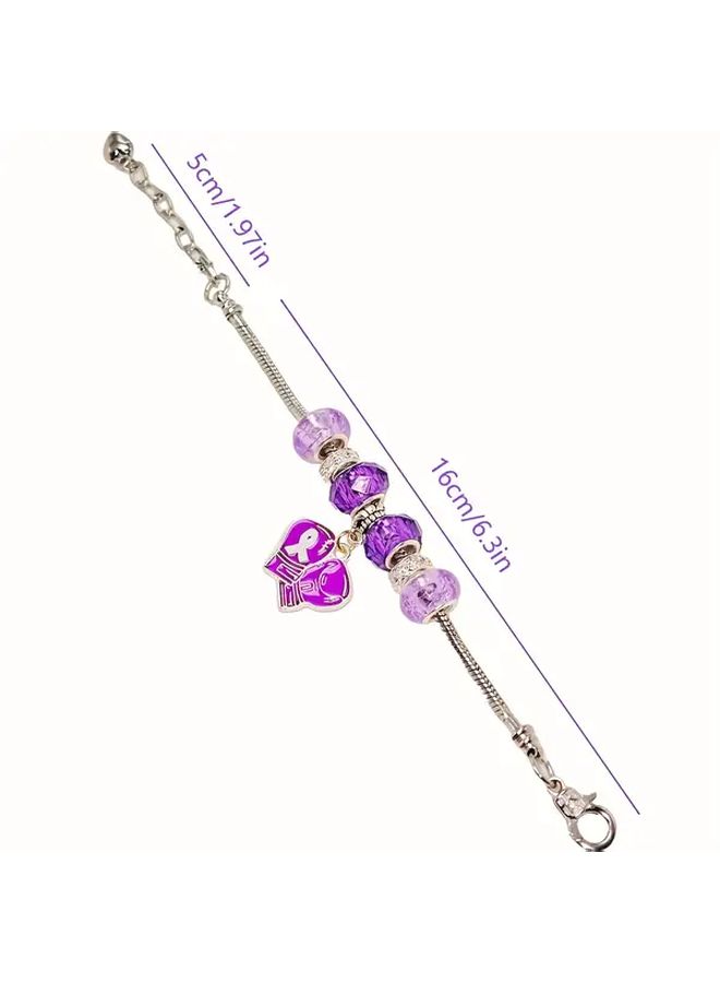 Purple Flying Ribbon Bracelet Courage Encouragement Charity Gift Women Strength Awareness - Image 3