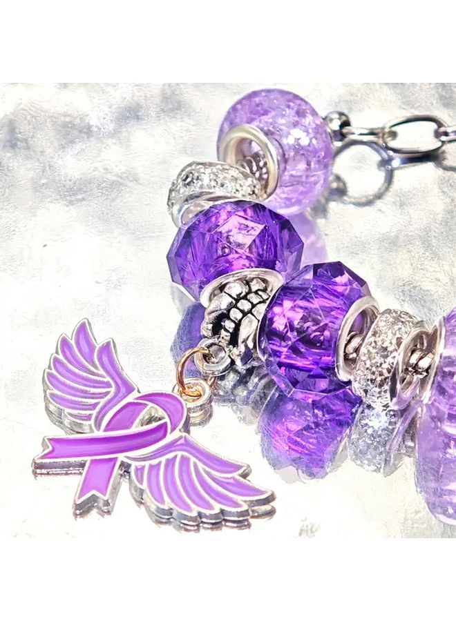 Purple Flying Ribbon Bracelet Courage Encouragement Charity Gift Women Strength Awareness - Image 5