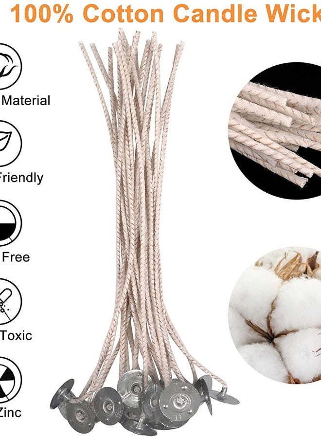 GSXRB 100pcs ECO 16 Wicks for Soy Candles, 6 inch eco Pretabbed Candle Wicks for Candle Making,CD 22 Thick Candle Wick with Base - Image 2