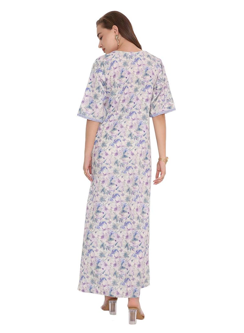 HANA & SARA BEAUTIFUL PRINTED LONG ARABIC KAFTAN FARASHA JALABIYA DRESSES  - Image 2